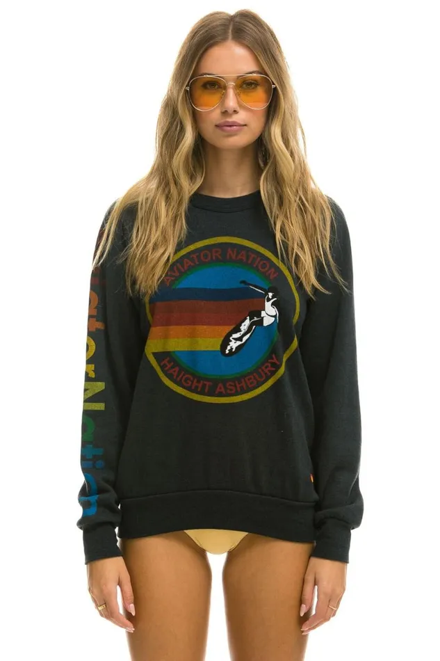 WomenMen Sweatshirts Aviator Nation Haight Ashbury Sweatshirt 8211 Charcoal