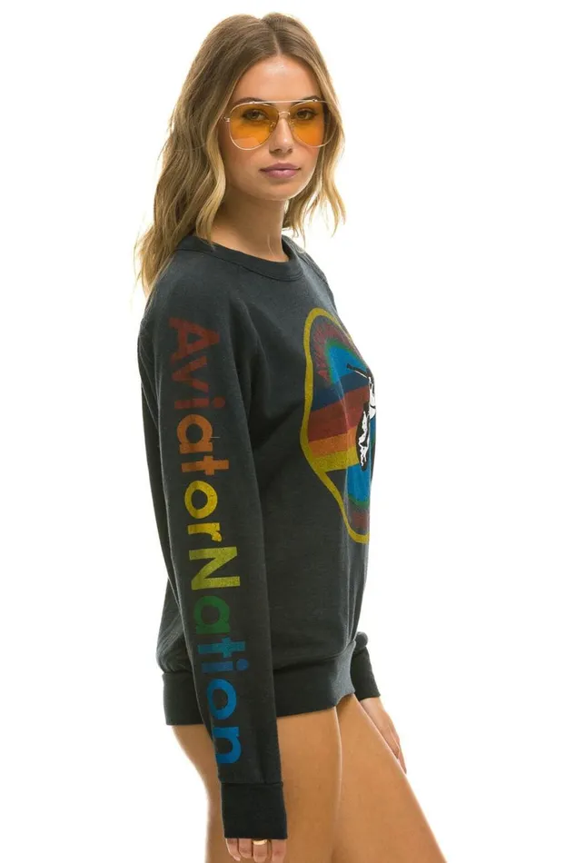 WomenMen Sweatshirts Aviator Nation Haight Ashbury Sweatshirt 8211 Charcoal