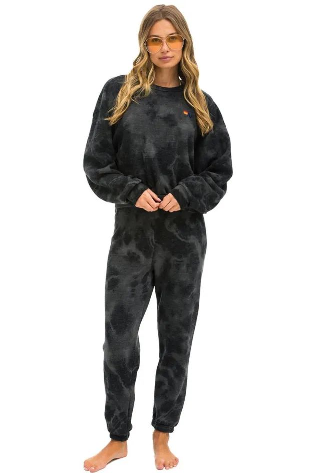 WomenMen Sweatshirts Aviator Nation Hand Dyed Relaxed Crew Sweatshirt 8211 Tie Dye Vintage Charcoal