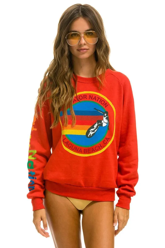 WomenMen Sweatshirts Aviator Nation Laguna Beach Sweatshirt 8211 Red