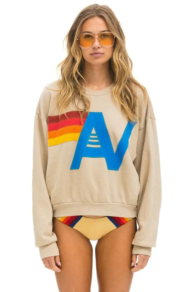 WomenMen Sweatshirts Aviator Nation Logo Stitch Relaxed Crew Sweatshirt 8211 Sand WomenMen Sweatshirts Aviator Nation Logo Stitch Relaxed Crew Sweatshirt 8211 Sand