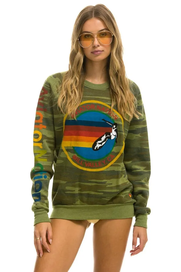 WomenMen Sweatshirts Aviator Nation Mill Valley Sweatshirt 8211 Camo
