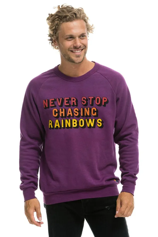 WomenMen Sweatshirts Aviator Nation Never Stop Chasing Rainbows Crew Sweatshirt 8211 Purple