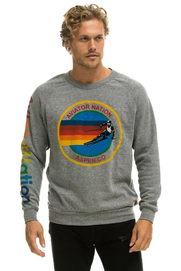 WomenMen Sweatshirts Aviator Nation Sweatshirt Aspen 8211 Heather Grey