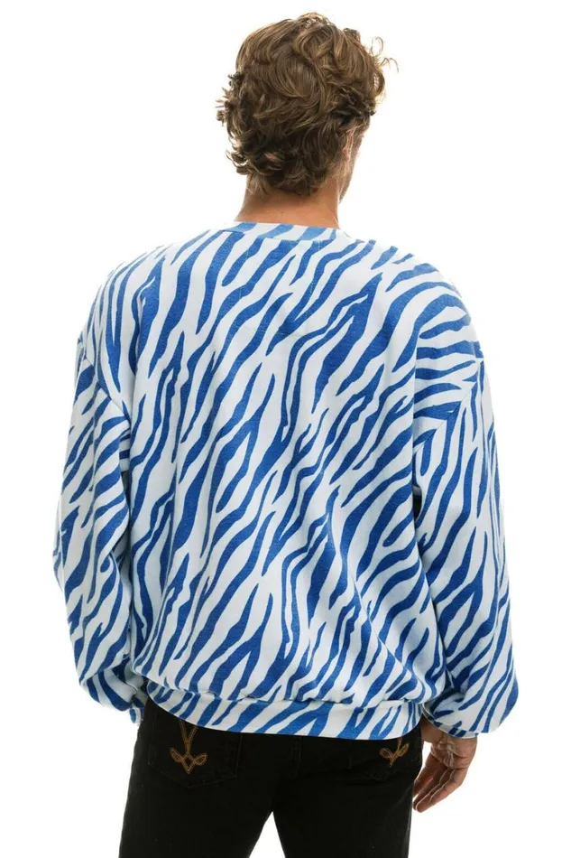 WomenMen Sweatshirts Aviator Nation Tiger Relaxed Fit Crew Sweatshirt 8211 Blue Tiger