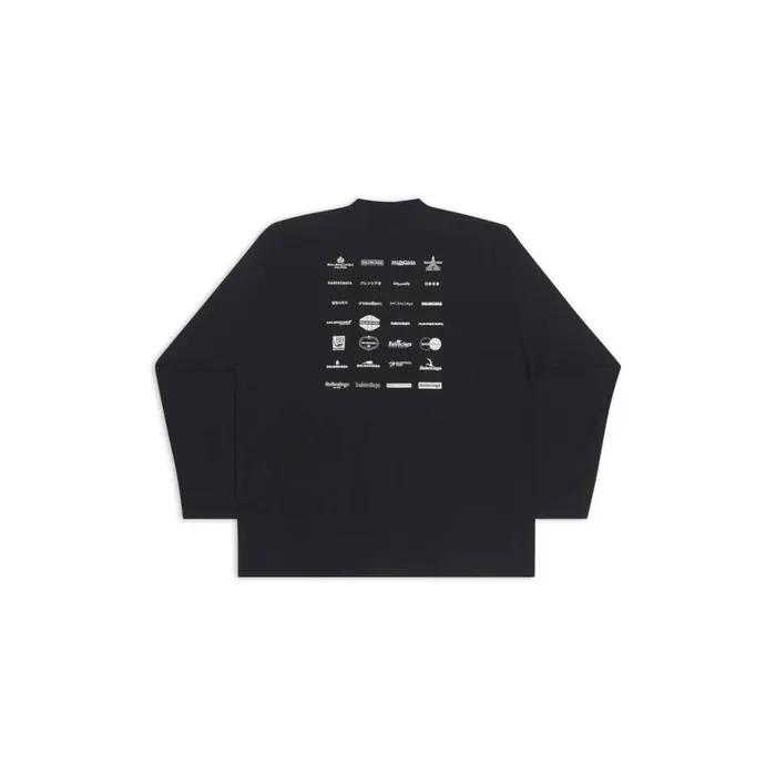 WomenMen Tshirts Balenciaga Archives Logos Long Sleeve Tshirt Oversized In Black