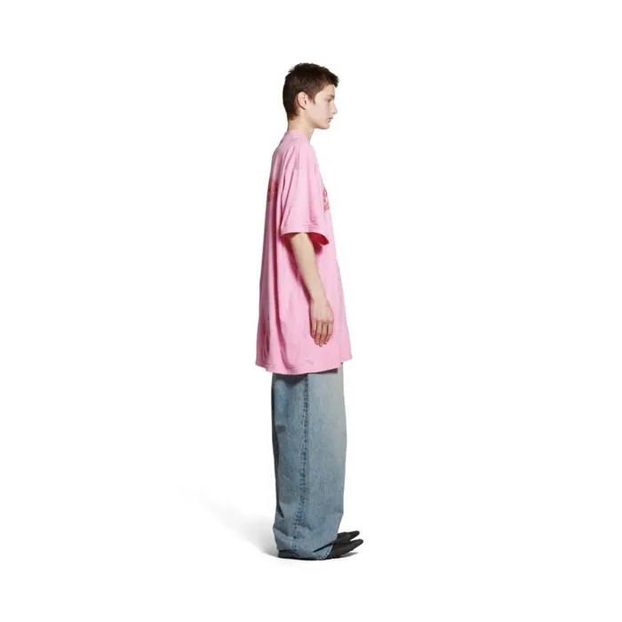 WomenMen Tshirts Balenciaga Offshore Tshirt Oversized In Pink