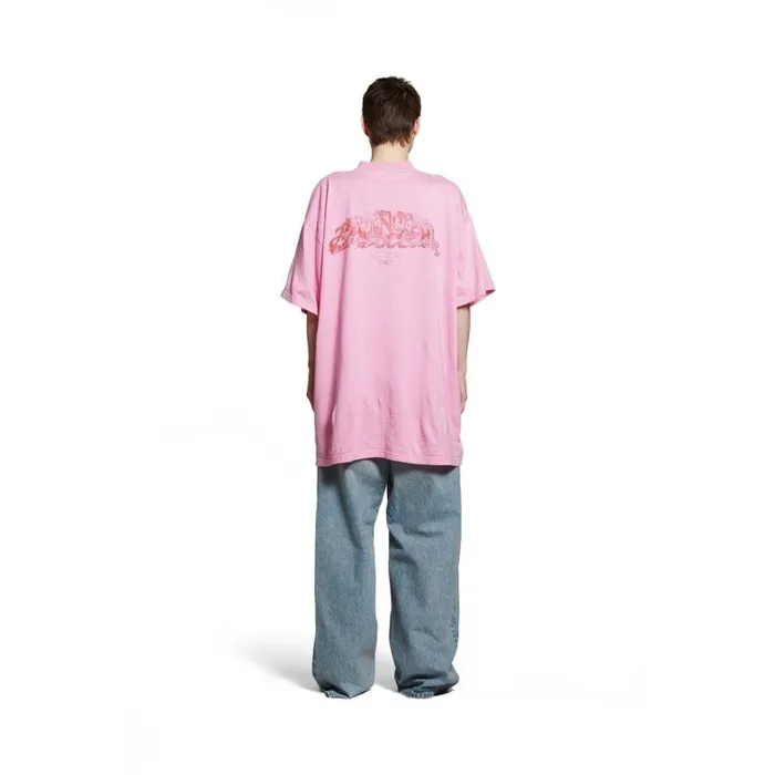 WomenMen Tshirts Balenciaga Offshore Tshirt Oversized In Pink