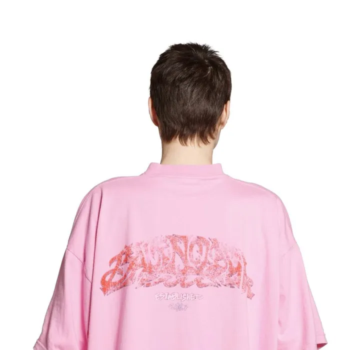 WomenMen Tshirts Balenciaga Offshore Tshirt Oversized In Pink