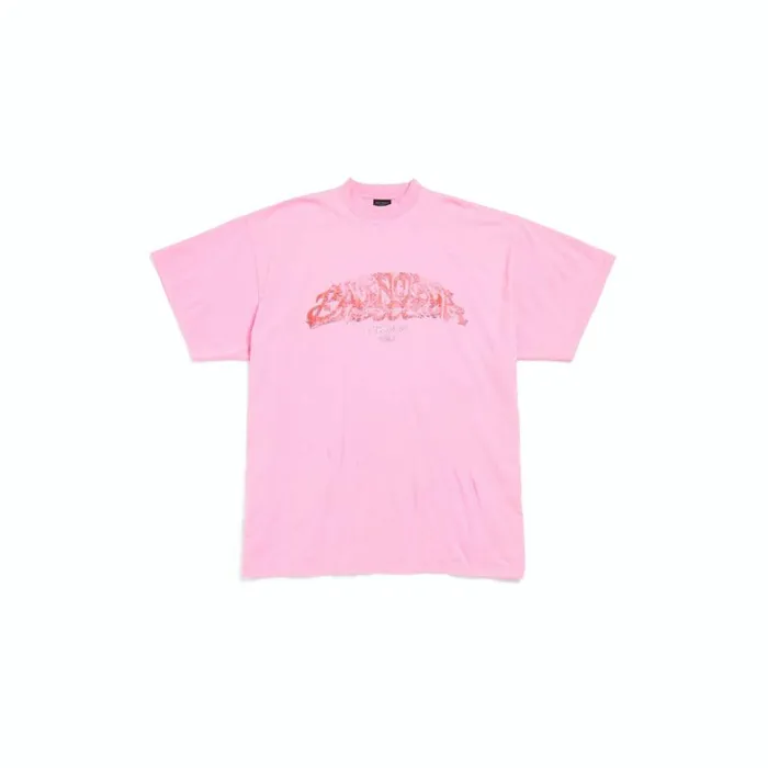 WomenMen Tshirts Balenciaga Offshore Tshirt Oversized In Pink
