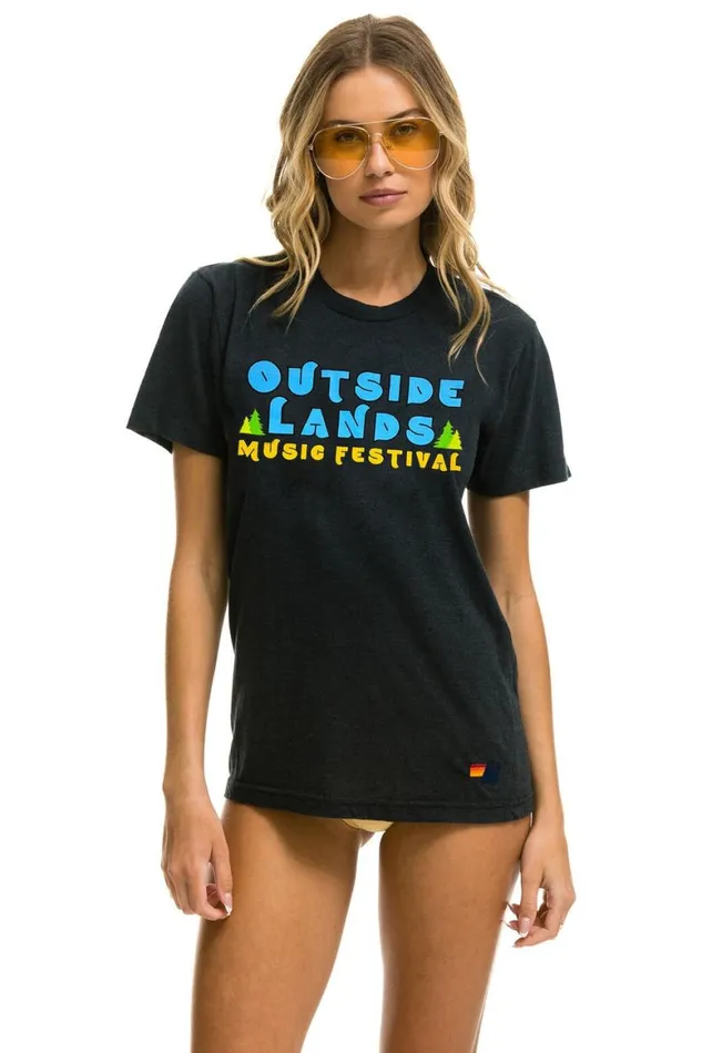 WomenMen Tees Aviator Nation Outside Lands 2024 Unisex Crew Tee 8211 Charcoal