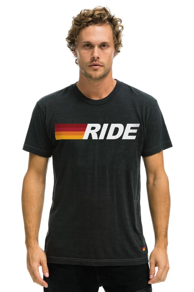 WomenMen Tees Aviator Nation Ride Logo White Tee 8211 Charcoal