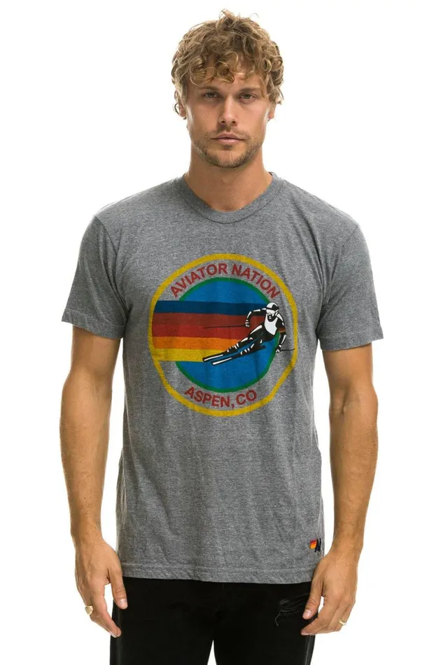 WomenMen Tees Aviator Nation Signature Aspen Tee 8211 Heather Grey