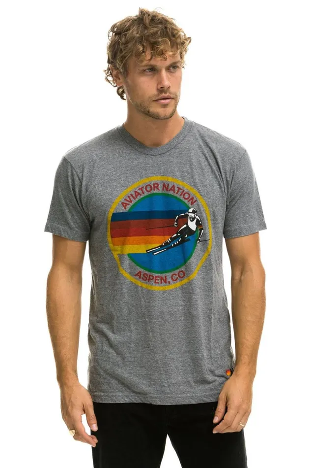 WomenMen Tees Aviator Nation Signature Aspen Tee 8211 Heather Grey