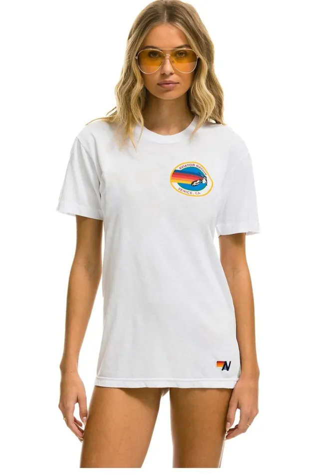 WomenMen Tees Aviator Nation Signature Small Venice Circle Tee 8211 White