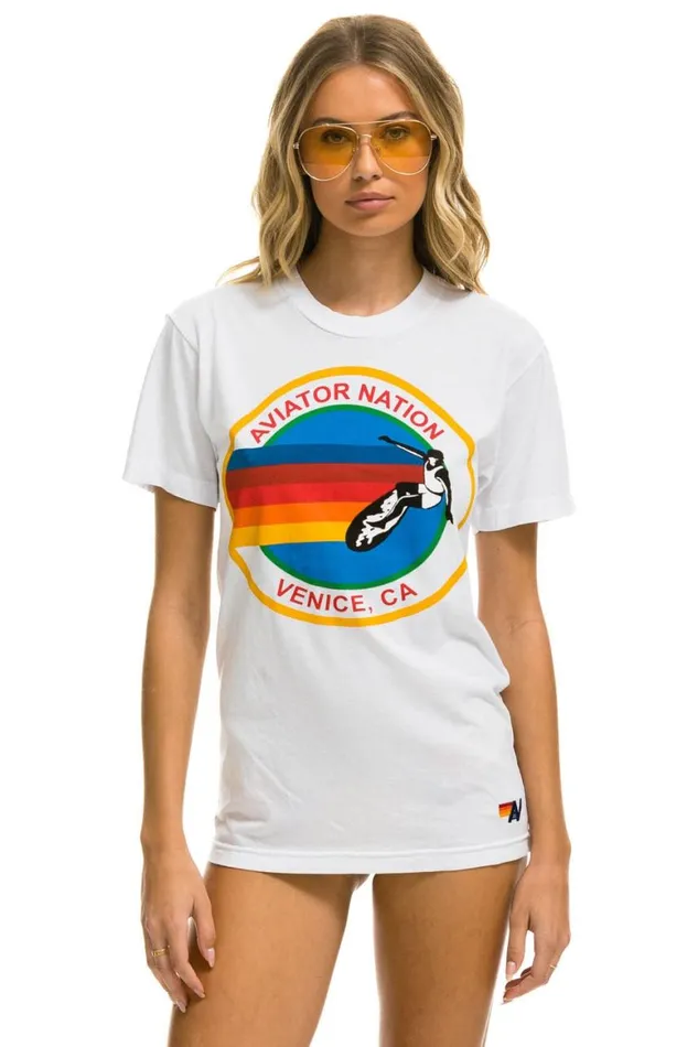 WomenMen Tees Aviator Nation Signature Tee 8211 White