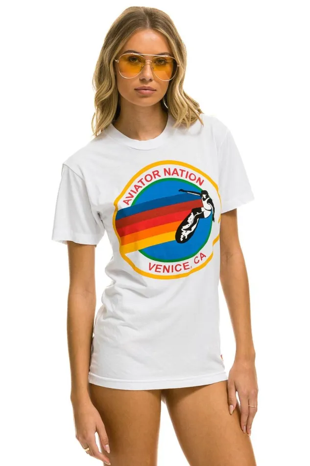 WomenMen Tees Aviator Nation Signature Tee 8211 White