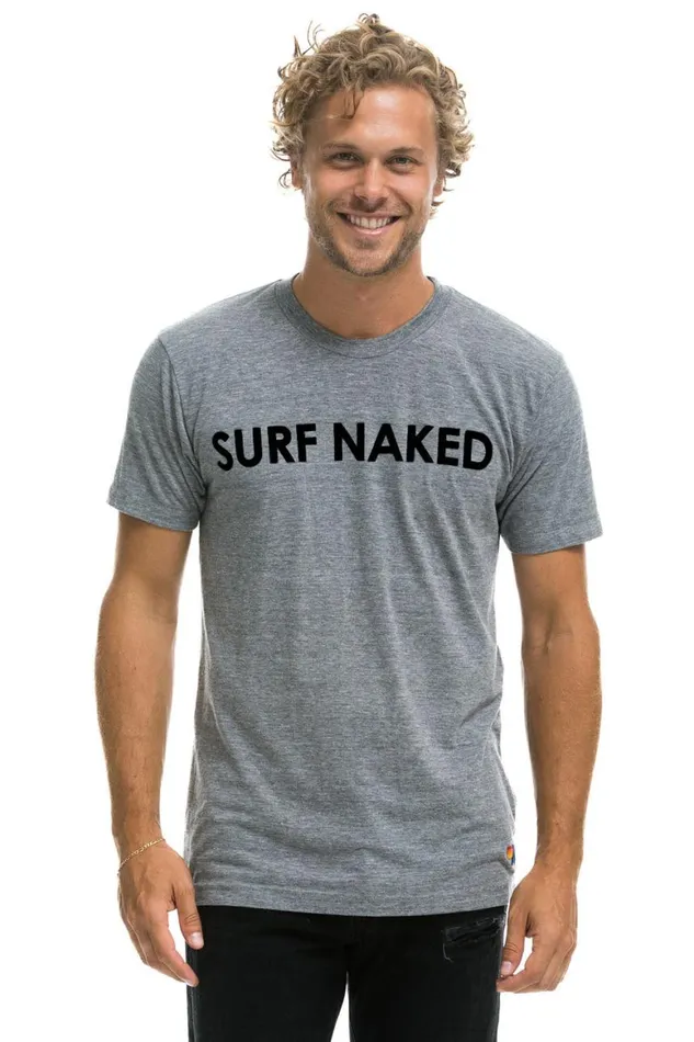 WomenMen Tees Aviator Nation Surf Naked Tee 8211 Heather Grey