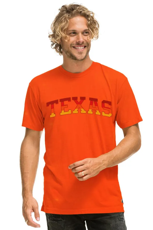 WomenMen Tees Aviator Nation University Of Texas Crew Tee Shirt 8211 Orange