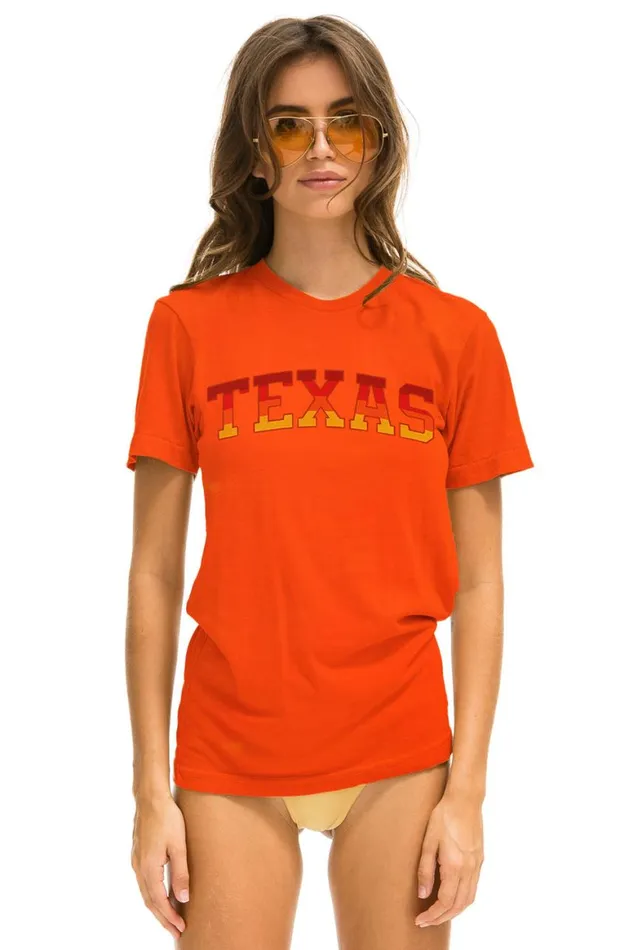 WomenMen Tees Aviator Nation University Of Texas Crew Tee Shirt 8211 Orange