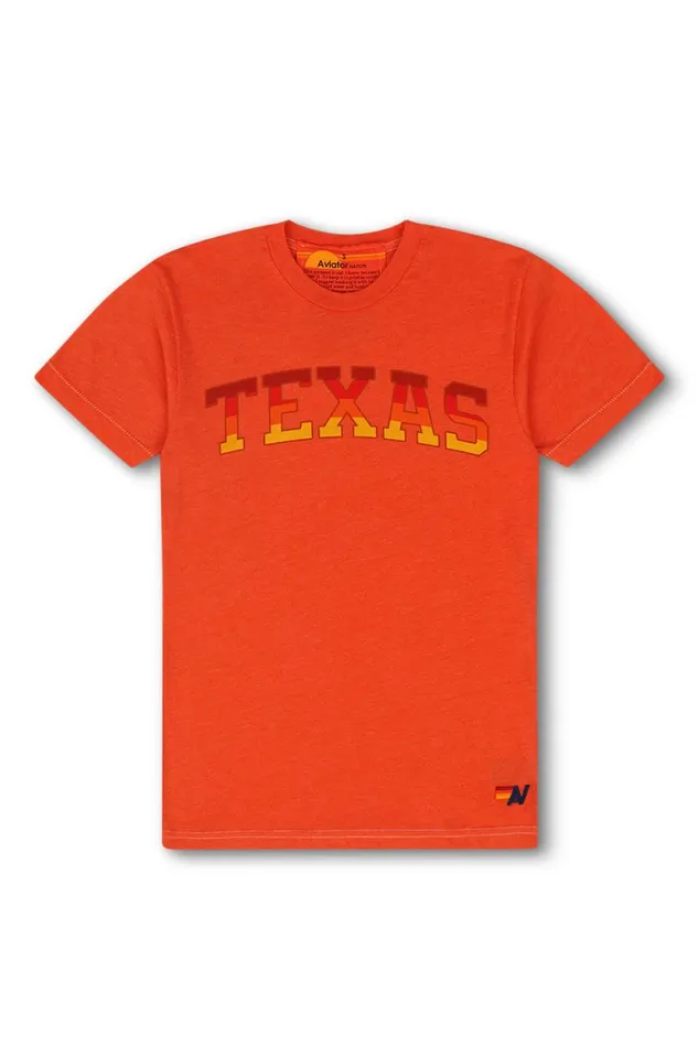 WomenMen Tees Aviator Nation University Of Texas Crew Tee Shirt 8211 Orange