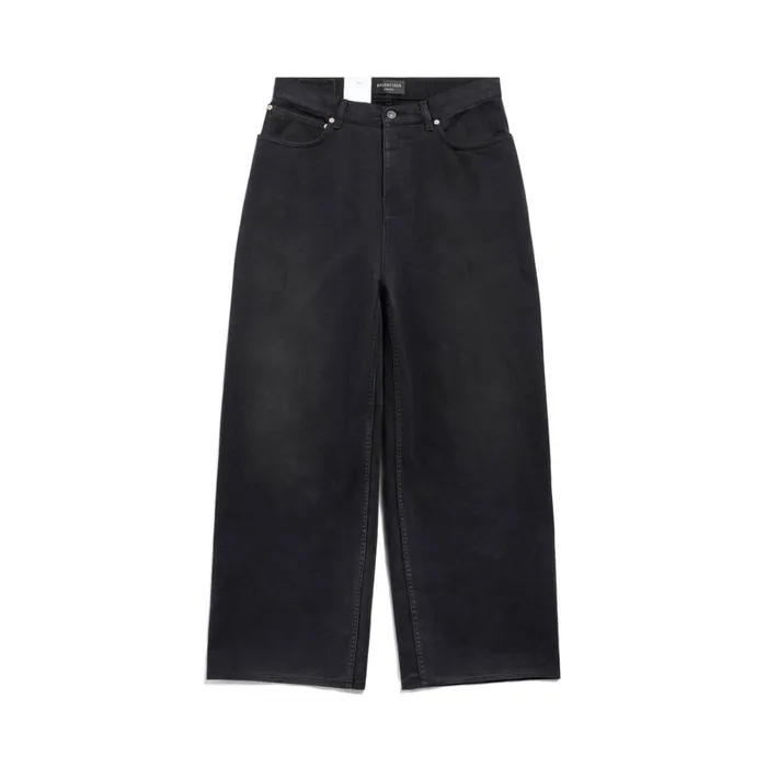 WomenMen Trousers Balenciaga Denim Size Sticker Baggy Trousers In Black