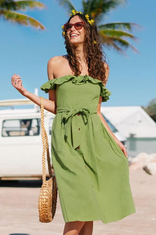 Women Midi Dresses Cupshe Alejandra Green Off Shoulder Ruffle Tea Length Dress Green Women Midi Dresses Cupshe Alejandra Green Off Shoulder Ruffle Tea Length Dress Green