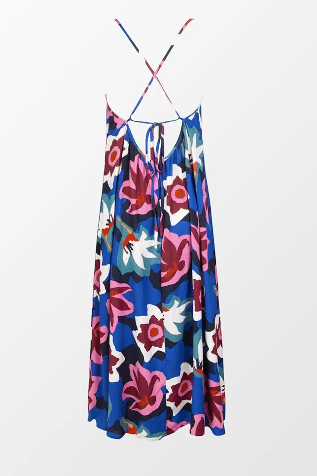 Women Midi Dresses Cupshe Crystal Beach Vneck Floral Backless Slip Dress Multicolor