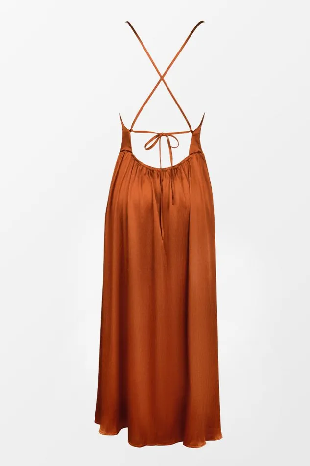 Women Midi Dresses Cupshe Kayli Backless Elastic Waist AShape Dresses Red