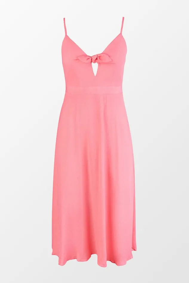 Women Midi Dresses Cupshe Shyann Adjustable Straps Zipper BunnyTie Cut Out AShape Dress Pink