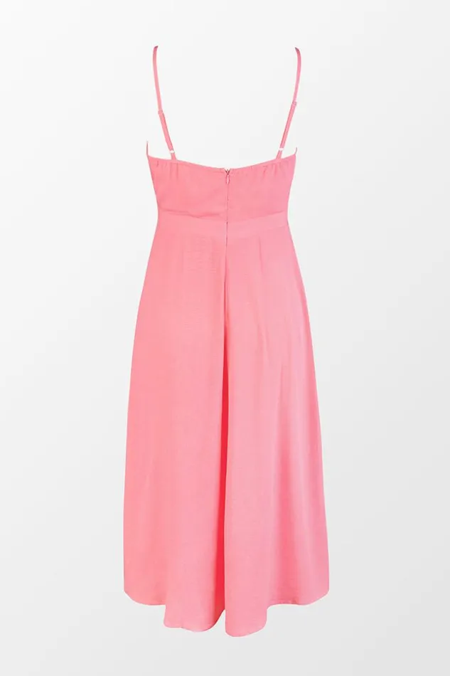 Women Midi Dresses Cupshe Shyann Adjustable Straps Zipper BunnyTie Cut Out AShape Dress Pink