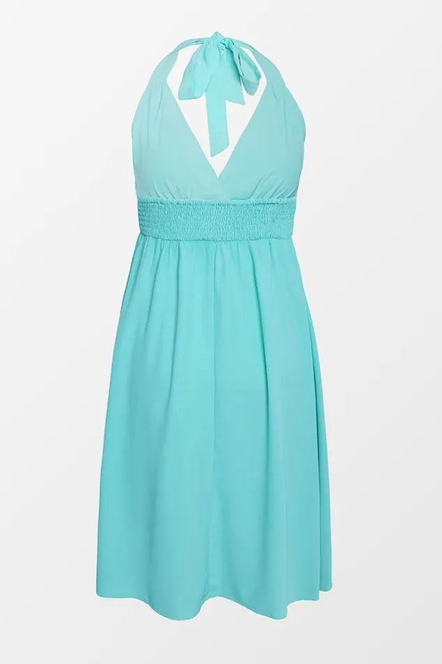 Women Midi Dresses Cupshe Skylar Green Halter Vneck Ashape Dress Green