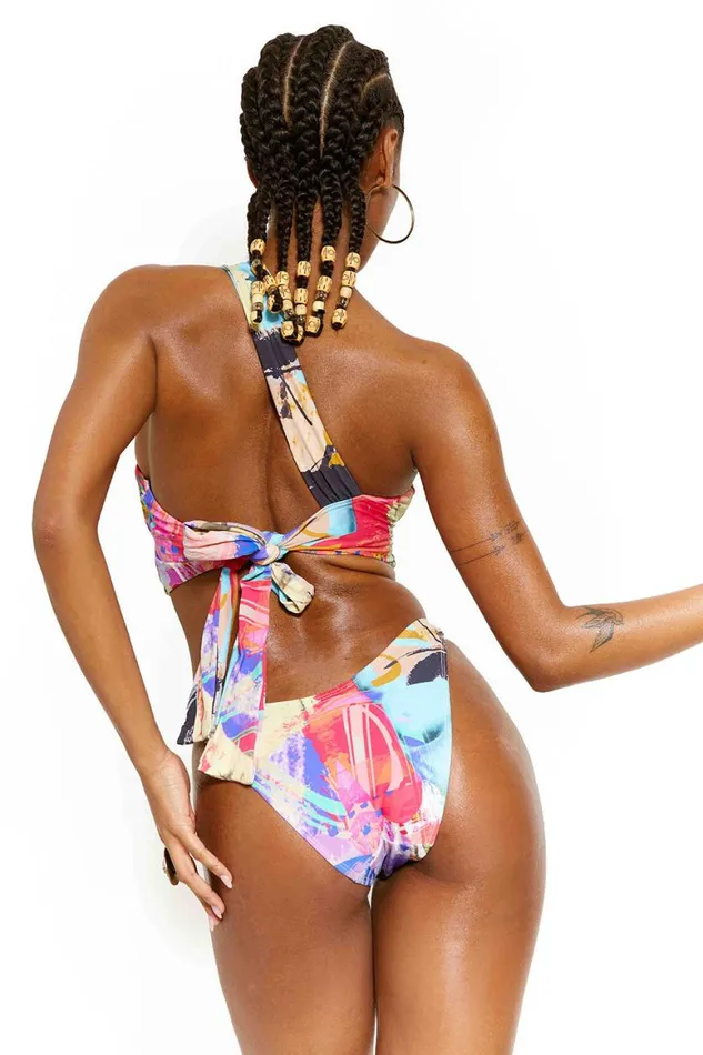 Women Mix Statue Print V Front High Leg Bikini Bottoms Jaded London Bikini Bottoms