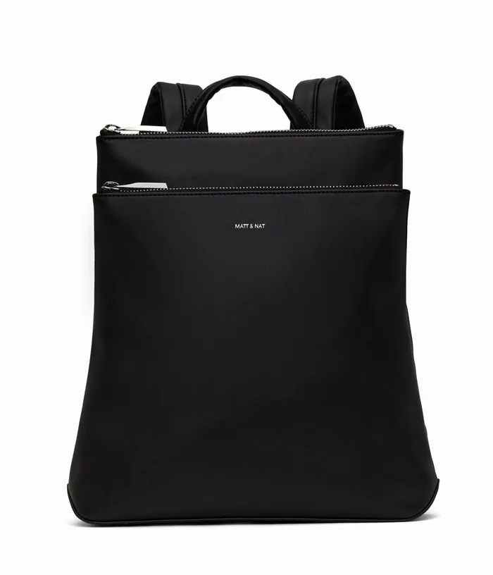 Women Nara Vegan Backpack 8211 Loom Black Shiny Nickel Matt and Nat Backpacks