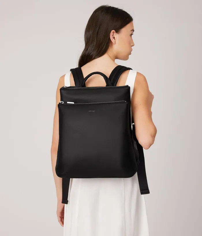 Women Nara Vegan Backpack 8211 Loom Black Shiny Nickel Matt and Nat Backpacks