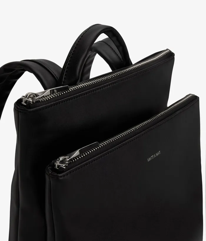 Women Nara Vegan Backpack 8211 Loom Black Shiny Nickel Matt and Nat Backpacks
