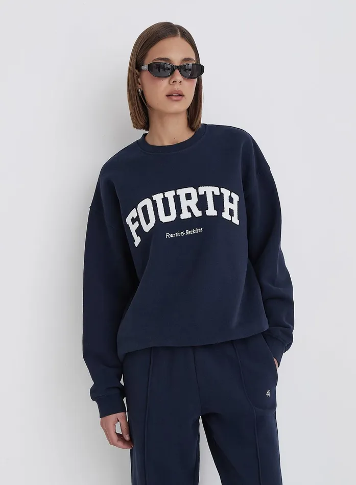 Women Navy Fourth Slogan Classic Longline Sweatshirt Jen 4th and Reckless Hoodies and Sweatshirts Women Navy Fourth Slogan Classic Longline Sweatshirt Jen 4th and Reckless Hoodies and Sweatshirts