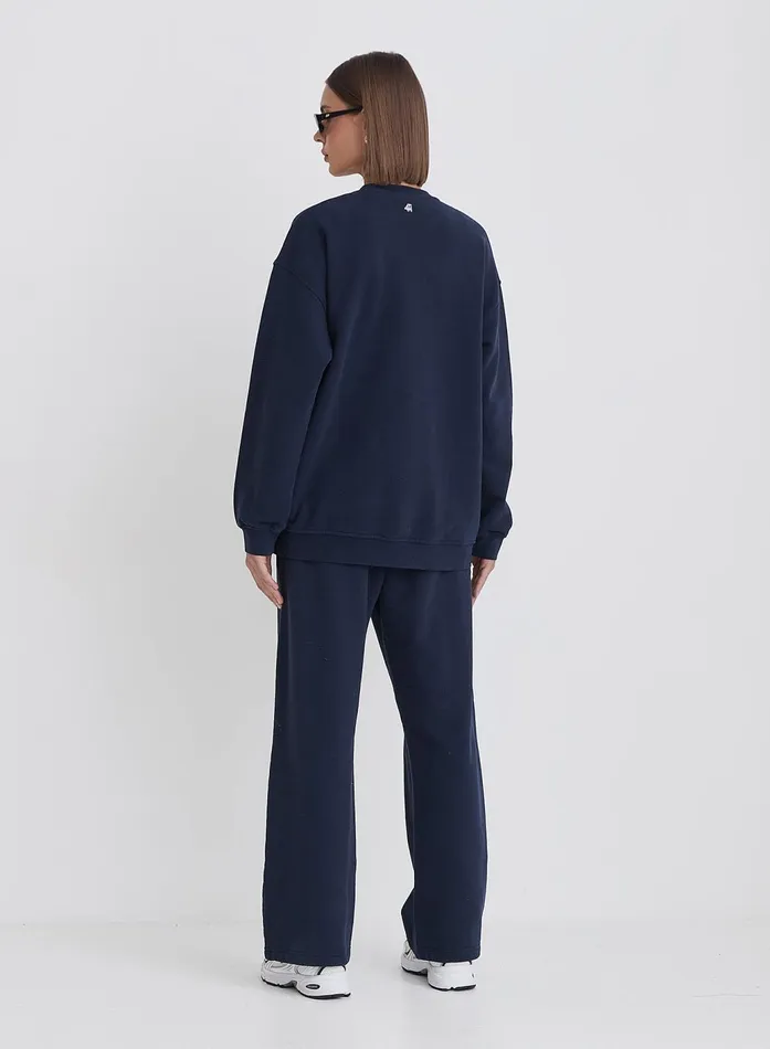 Women Navy Fourth Slogan Classic Longline Sweatshirt Jen 4th and Reckless Hoodies and Sweatshirts