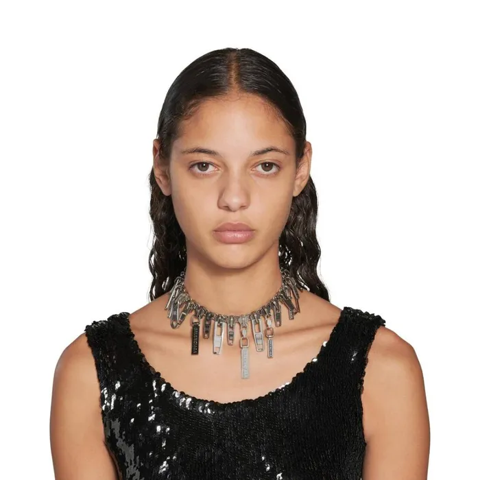 Women Necklaces Balenciaga Zipup Choker In Silver