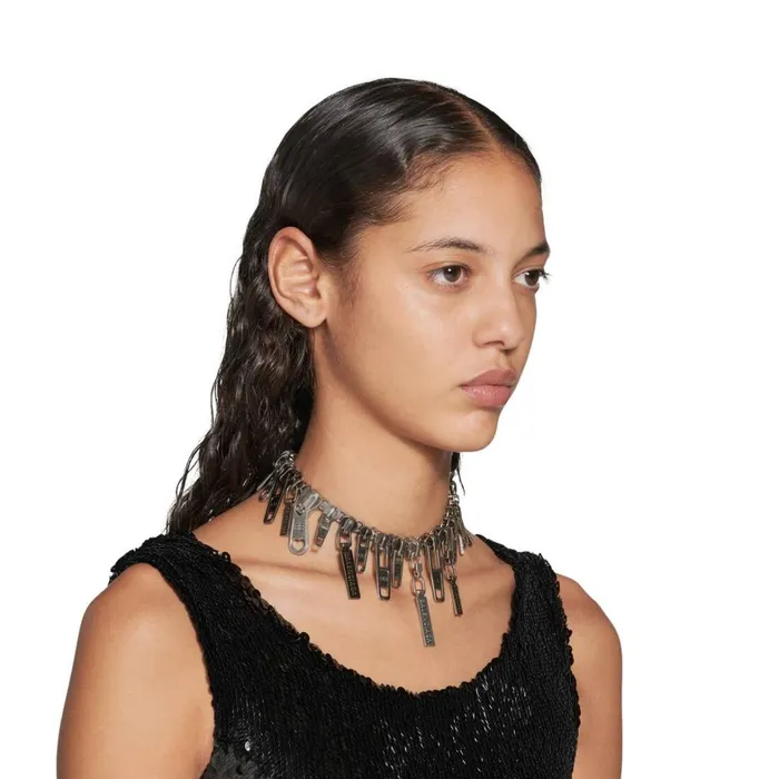Women Necklaces Balenciaga Zipup Choker In Silver