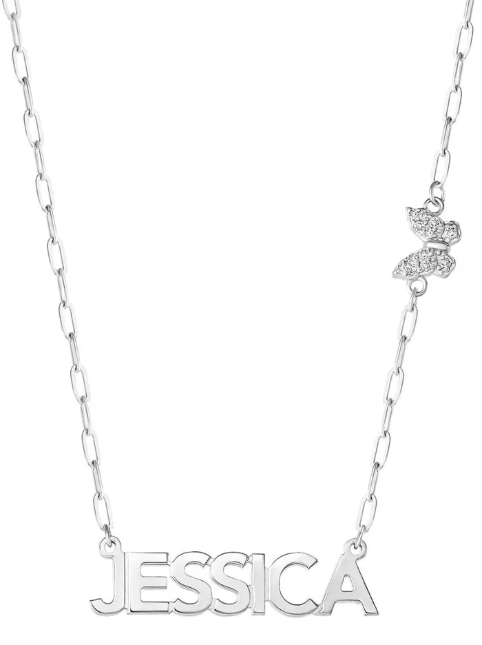 Women Necklaces Jessica Simpson Personalized Necklace With Pav Cubic Zirconia Charm 8211 Silver