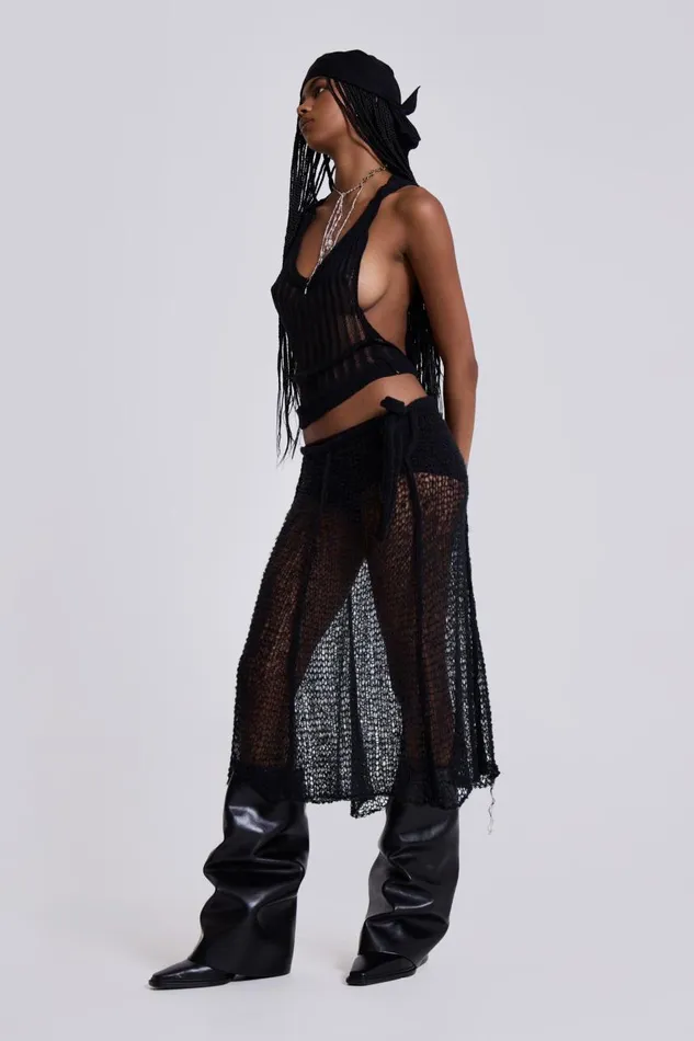 Women Nero Knit Skirt Jaded London Midi Skirts
