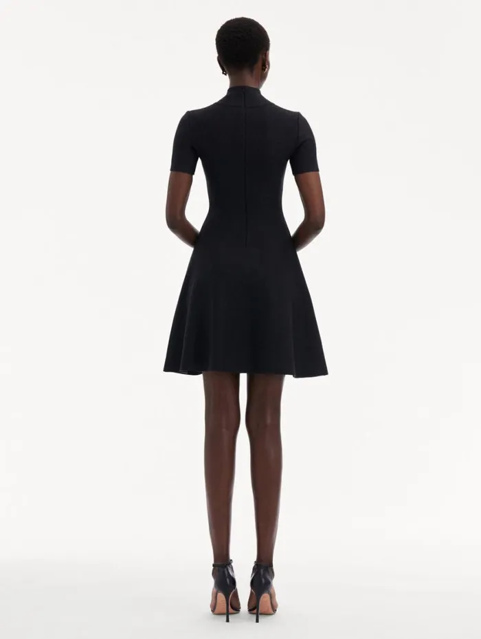 Women O Flower Knit Mini Dress Charcoal Oscar De La Renta Dresses Women O Flower Knit Mini Dress Charcoal Oscar De La Renta Dresses