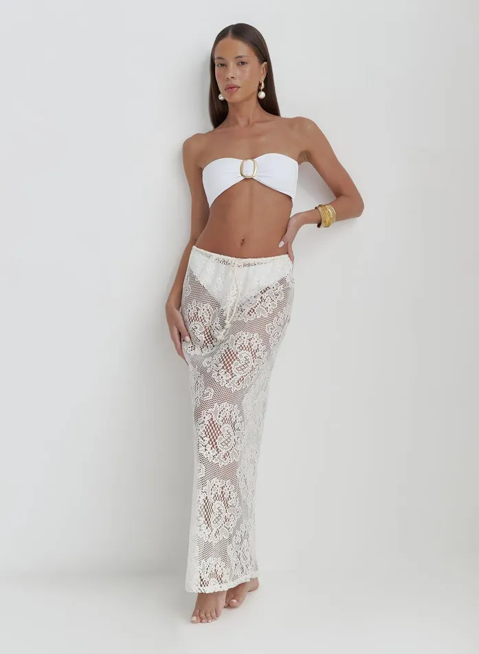 Women Off White Crochet Maxi Skirt Rose 4th and Reckless Skirts