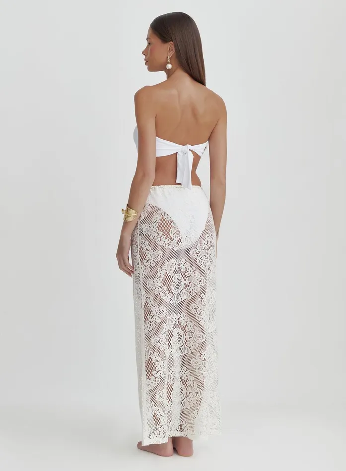 Women Off White Crochet Maxi Skirt Rose 4th and Reckless Skirts
