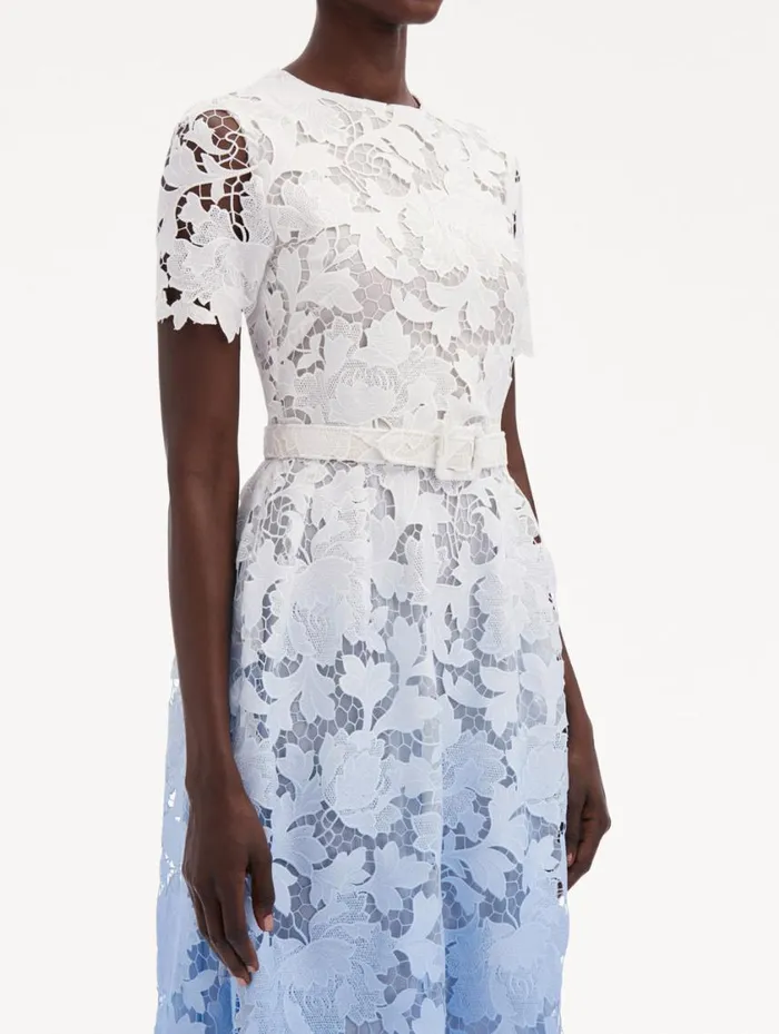 Women Ombr Peony Guipure Dress Soft Blue Oscar De La Renta Dresses Women Ombr Peony Guipure Dress Soft Blue Oscar De La Renta Dresses