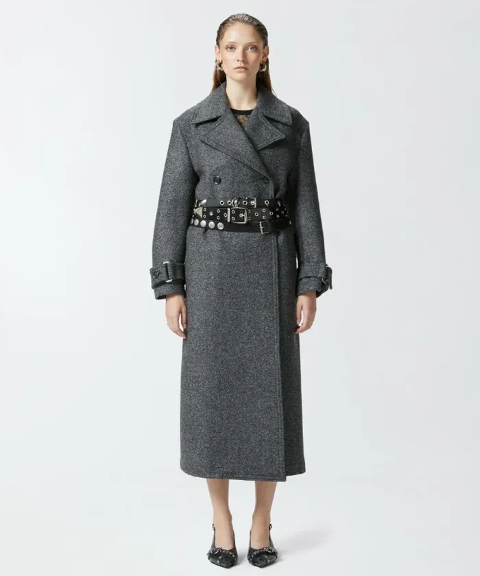 Women Outerwear Pinko Trench Coat With Belt Grey 8211 Pewter Women Outerwear Pinko Trench Coat With Belt Grey 8211 Pewter