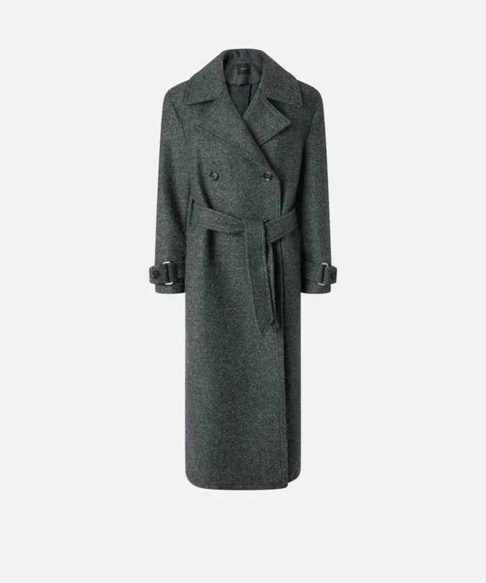 Women Outerwear Pinko Trench Coat With Belt Grey 8211 Pewter Women Outerwear Pinko Trench Coat With Belt Grey 8211 Pewter