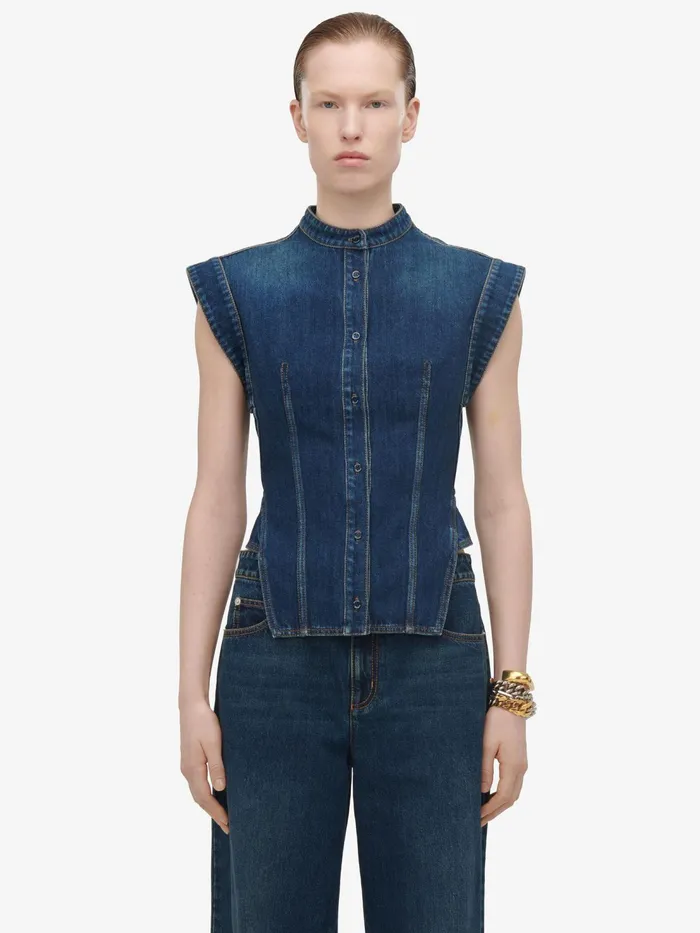 Women Pants Alexander McQueen Wide Leg Jeans Indigo