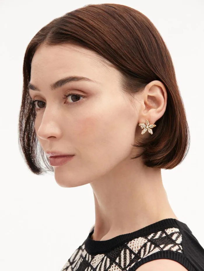 Women Pav Pearl Flower Earrings Pearl Oscar De La Renta Earrings Women Pav Pearl Flower Earrings Pearl Oscar De La Renta Earrings